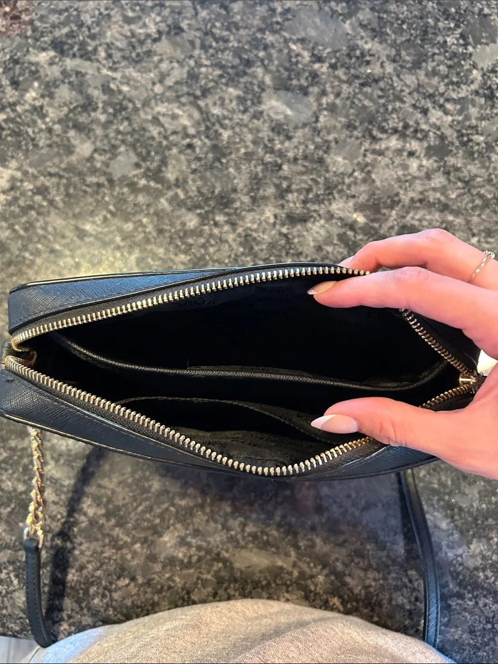 Michael Kors Black Crossbody with Gold Chain Strap